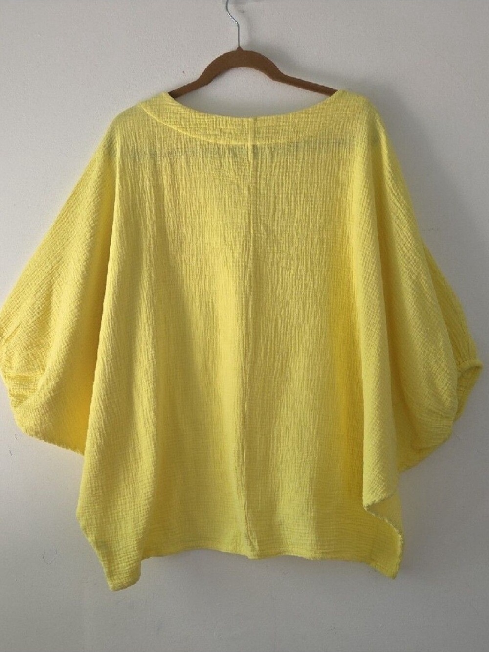 Bryn Walker Yellow Cotton Gauze Oversized Batwing Cashel Boxy Top M - Picture 7 of 7